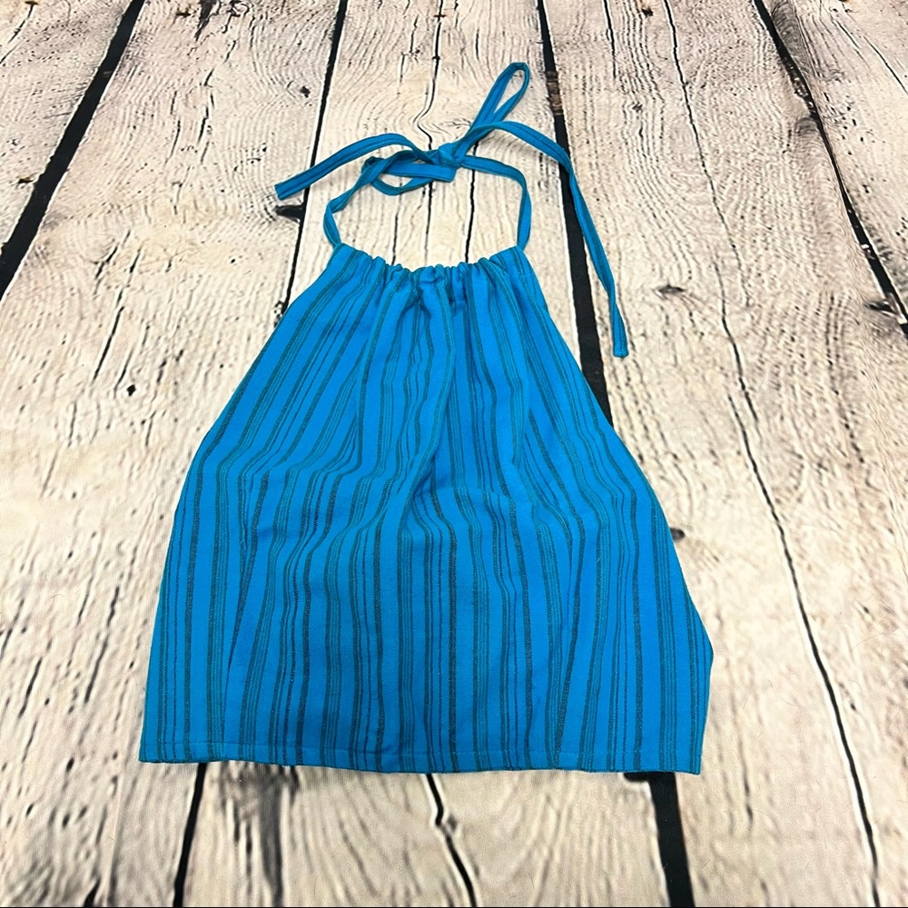Striped Hippie Tie On Halter Blue Dream